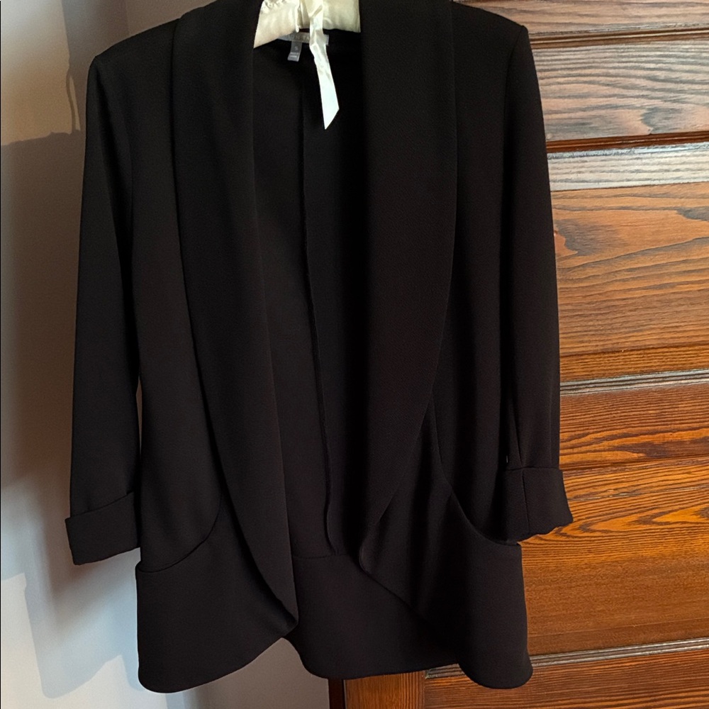 Women's Black Open-Front Blazer Jacket